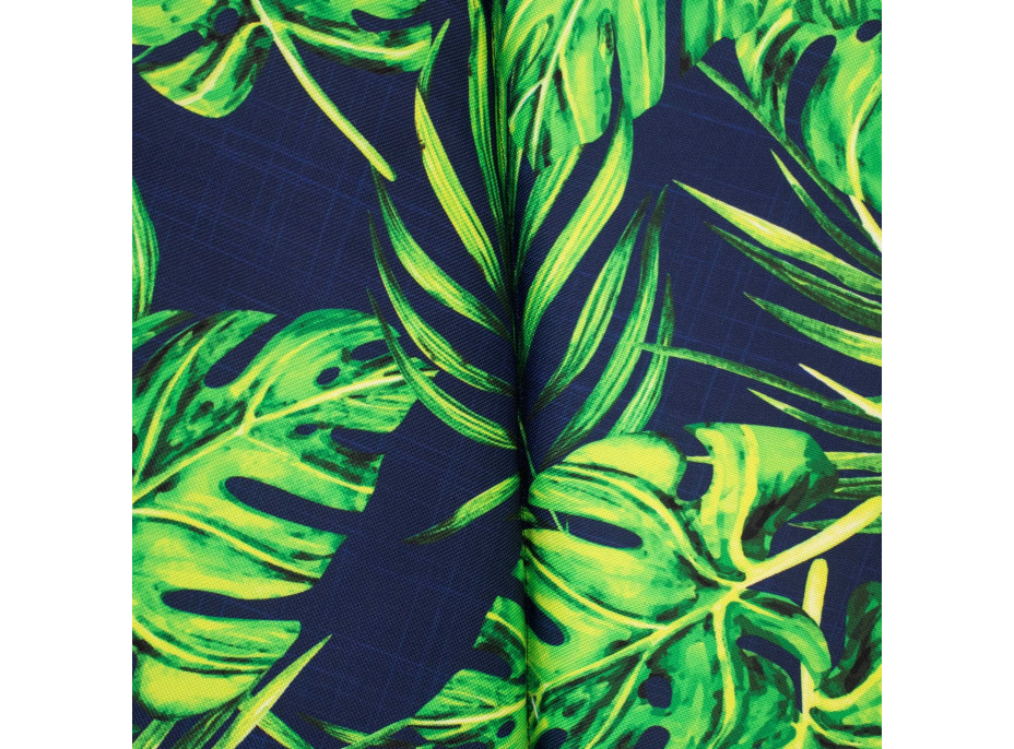 Vodeodolný vankúš do závesného kresla LUNA BIZU 60x100 cm - Monstera - tmavo modrý