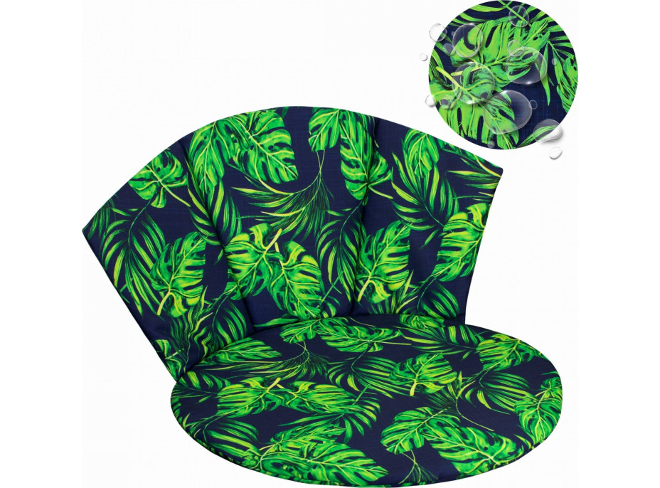 Vodeodolný vankúš do závesného kresla LUNA BIZU 60x100 cm - Monstera - tmavo modrý
