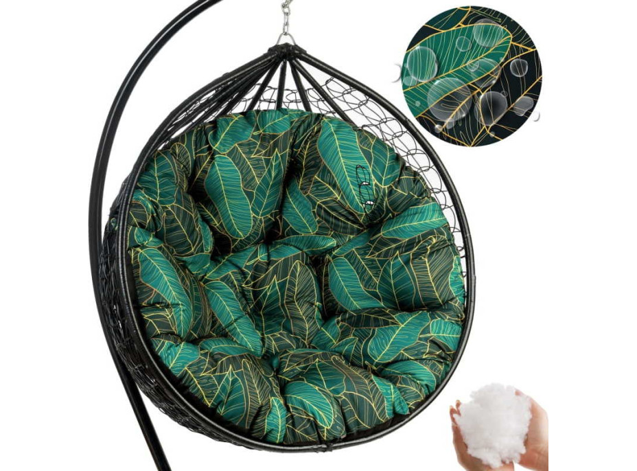 Obojstranný vodeodolný sedací vankúš do závesného kresla 130 cm - Hoyas Verde/čierny