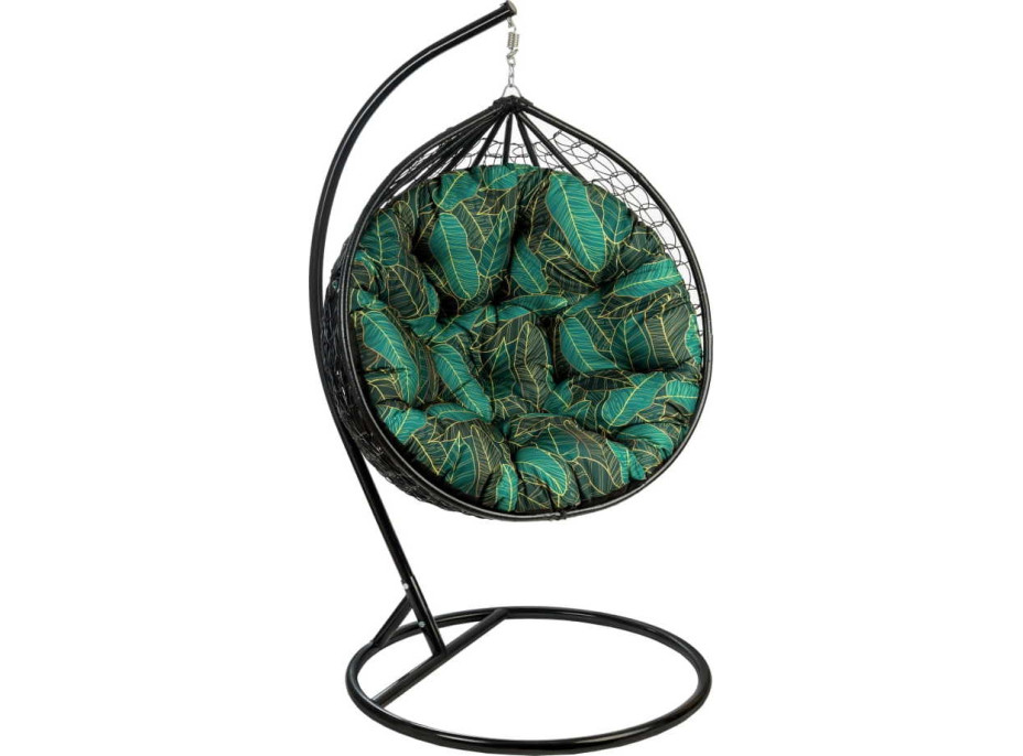 Obojstranný vodeodolný sedací vankúš do závesného kresla 130 cm - Hoyas Verde/čierny