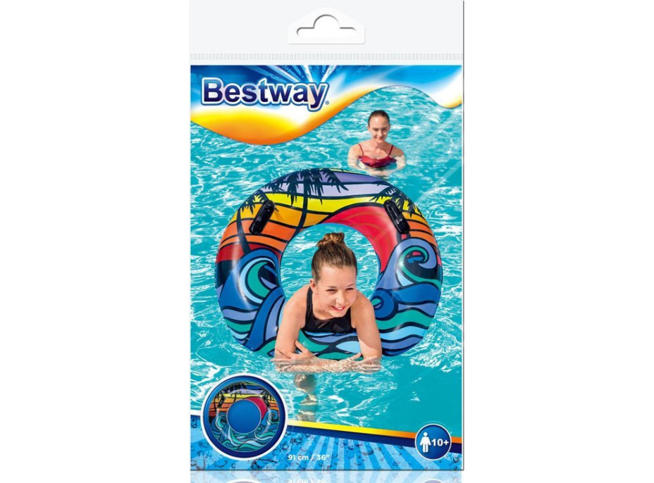 BESTWAY Nafukovací kruh s madlami 91 cm Tropic