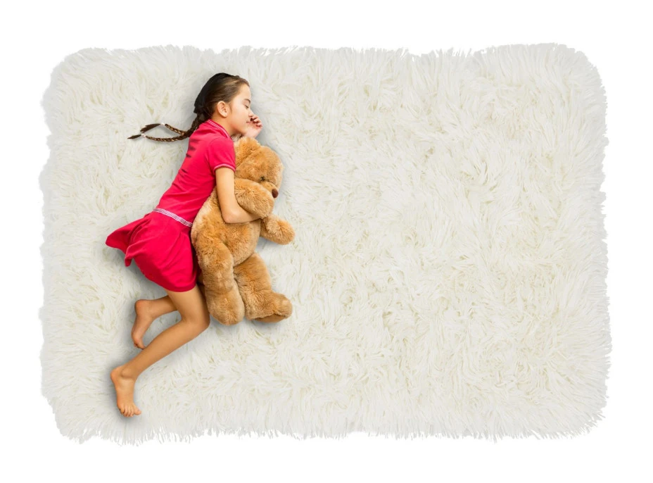 Plyšový detský koberec MAX BIELY - ECRU