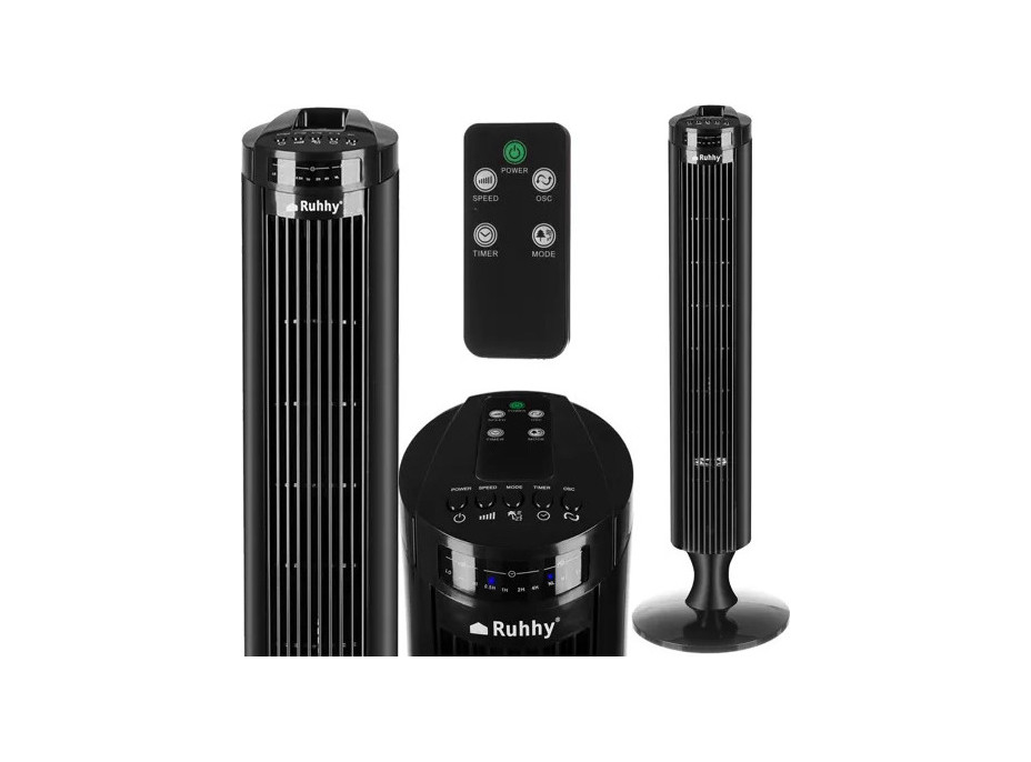 Stĺpový ventilátor s diaľkovým ovládačom Ruhhy - čierny