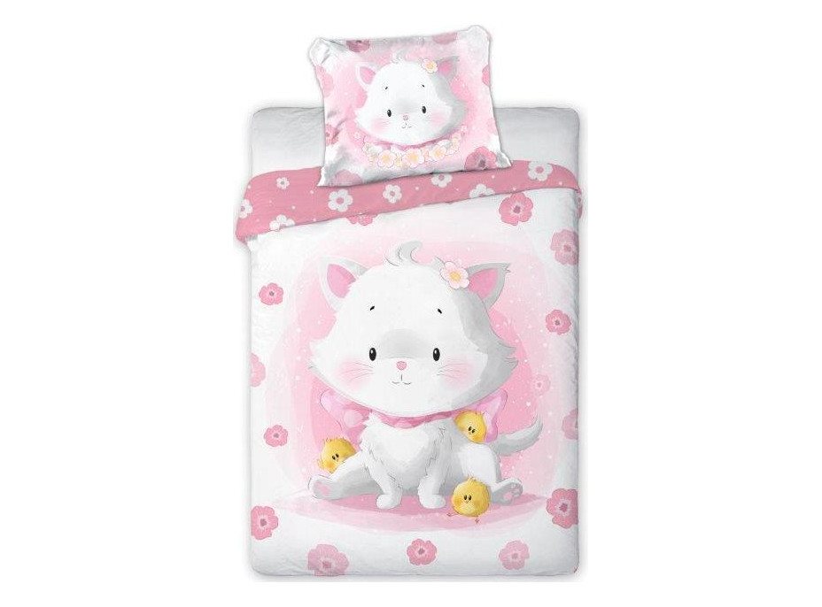 Detské bavlnené obliečky do postieľky 135x100 cm CUDDLES - Mačička