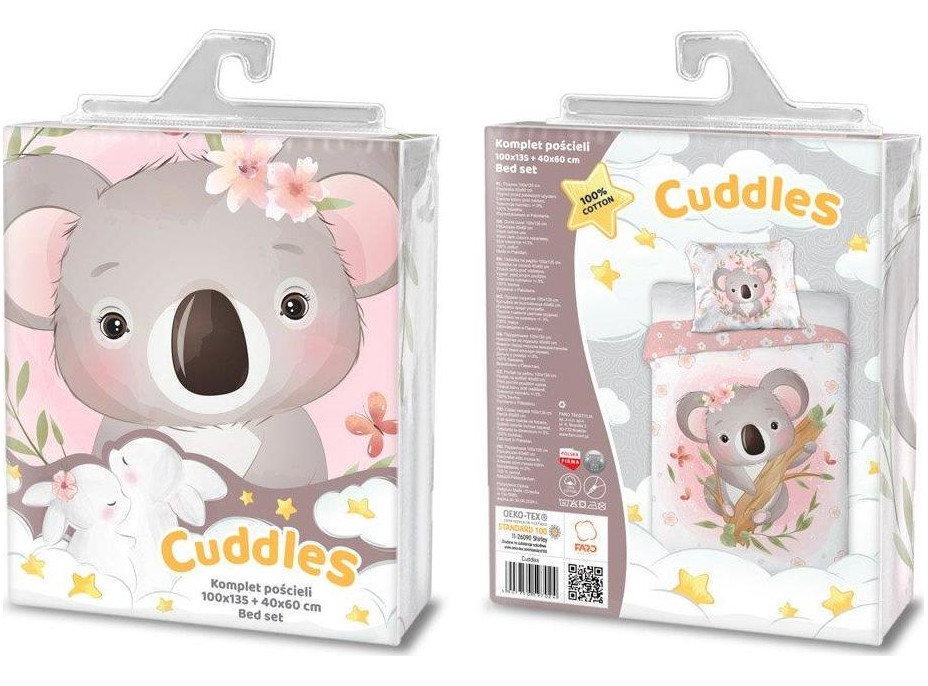Detské bavlnené obliečky do postieľky 135x100 cm CUDDLES - Koala