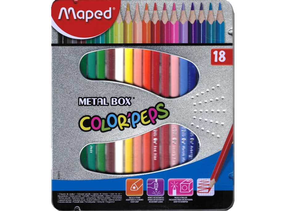 MAPED Pastelky trojhranné Color'Peps 18 ks v plechovej krabičke