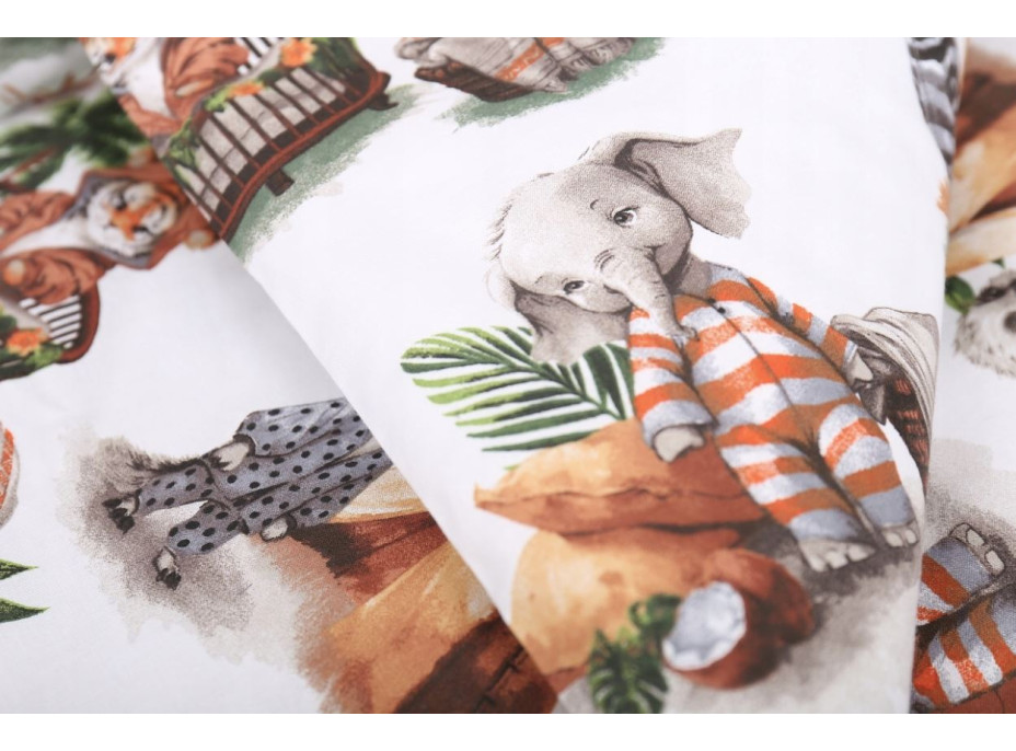 Detské bavlnené obliečky do postieľky 120x90 cm BABYMAM PREMIUM - Zvieratká v pyžamkách