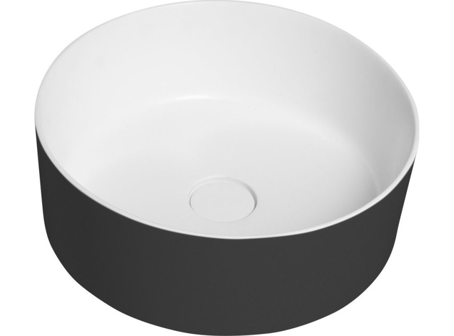 THIN umývadlo na dosku, Rockstone, Ø 38 cm, carina/biela mat WN548-41
