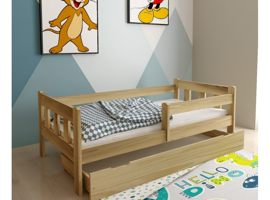 Detská posteľ MAJA z masívu borovice - 200x90 cm - prírodná