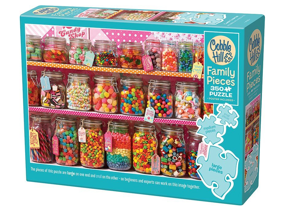 COBBLE HILL Rodinné puzzle Police so sladkosťami 350 dielikov