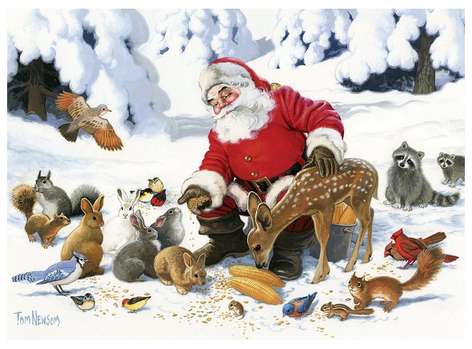 COBBLE HILL Rodinné puzzle Santa so zvieracími priateľmi 350 dielikov