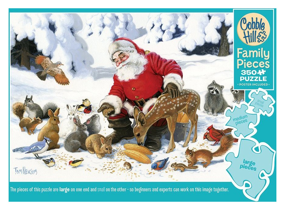 COBBLE HILL Rodinné puzzle Santa so zvieracími priateľmi 350 dielikov