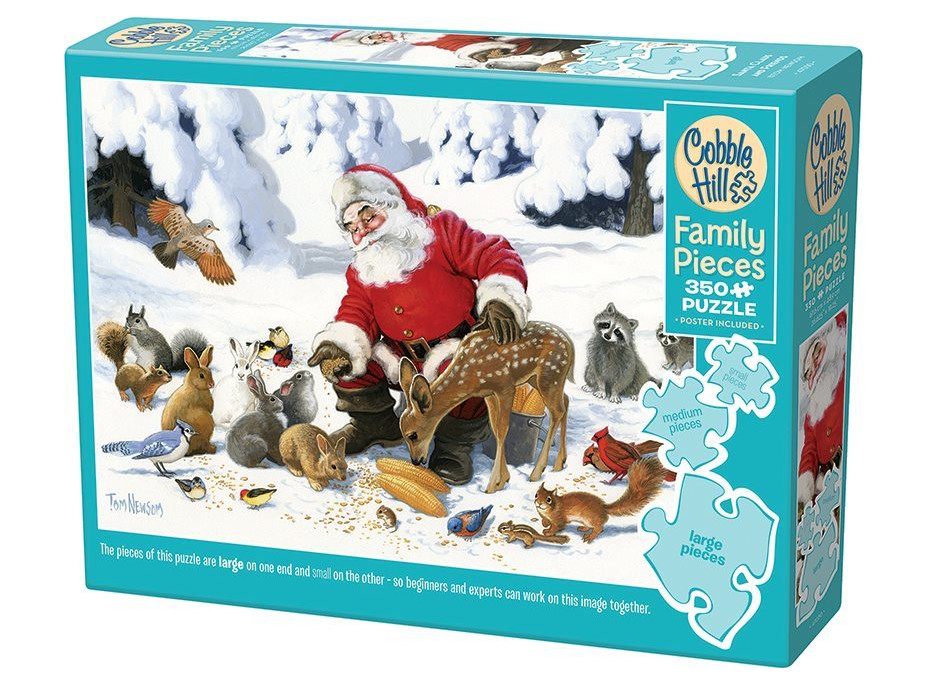 COBBLE HILL Rodinné puzzle Santa so zvieracími priateľmi 350 dielikov