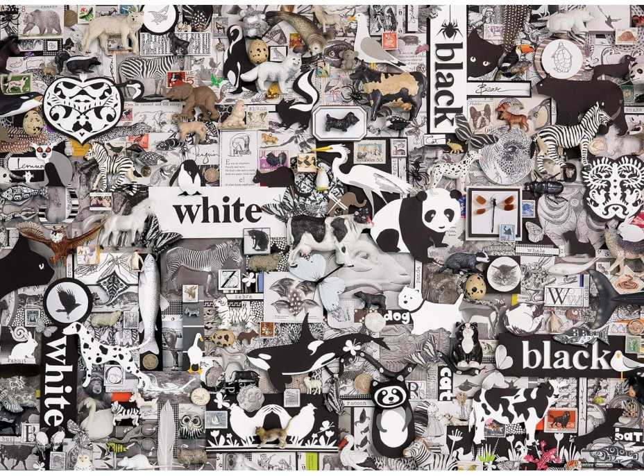 COBBLE HILL Puzzle Čierna a biela: Zvieratá 1000 dielikov