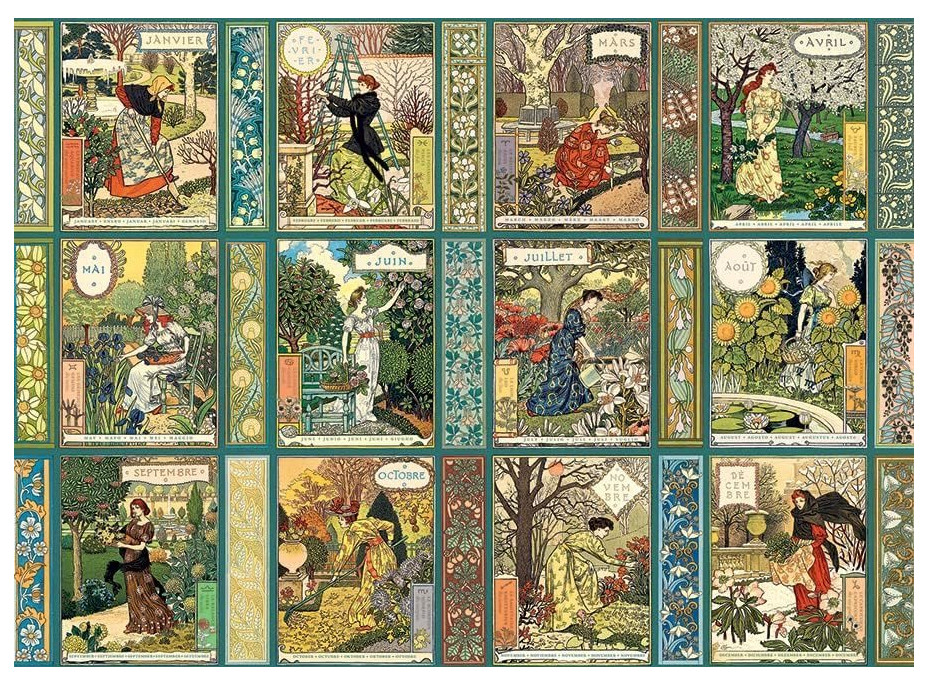 COBBLE HILL Puzzle Jardiniere: Záhradnícky kalendár 1000 dielikov