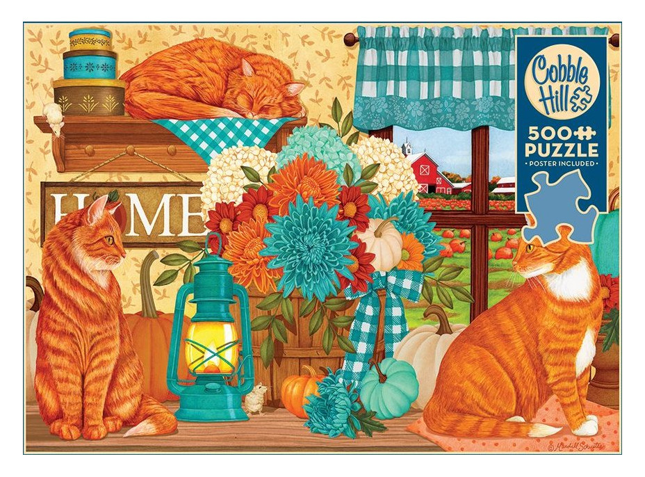 COBBLE HILL Puzzle Mačky vo farbe tekvice 500 dielikov