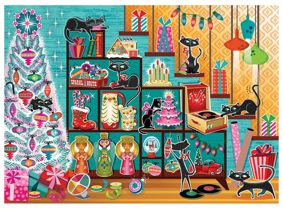 COBBLE HILL Puzzle Vianočné mačky1000 dielikov