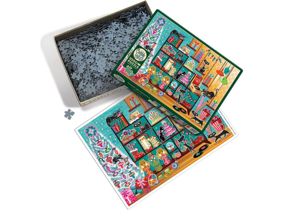 COBBLE HILL Puzzle Vianočné mačky1000 dielikov
