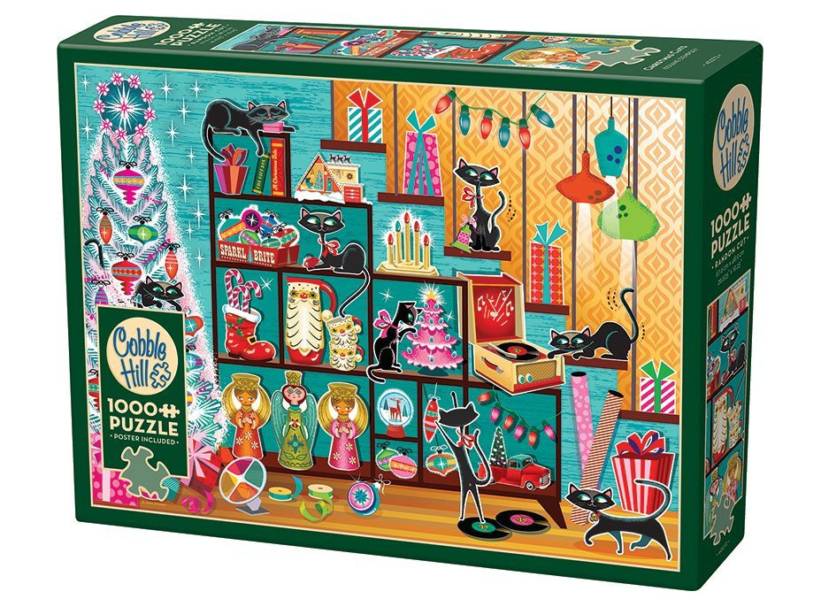COBBLE HILL Puzzle Vianočné mačky1000 dielikov