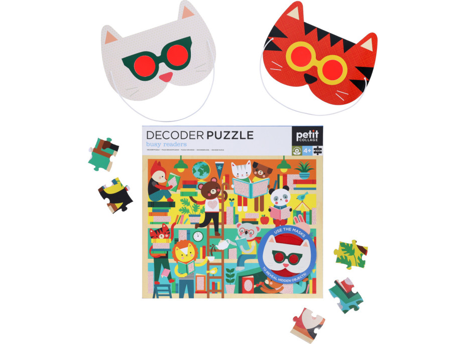 Petit Collage Puzzle knižnica 100 ks s 3D okuliarmi