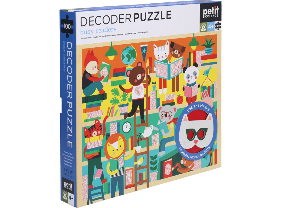 Petit Collage Puzzle knižnica 100 ks s 3D okuliarmi