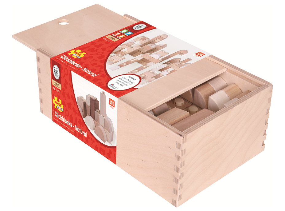Bigjigs Baby Drevené Spojkocky - Natur set 100 kusov