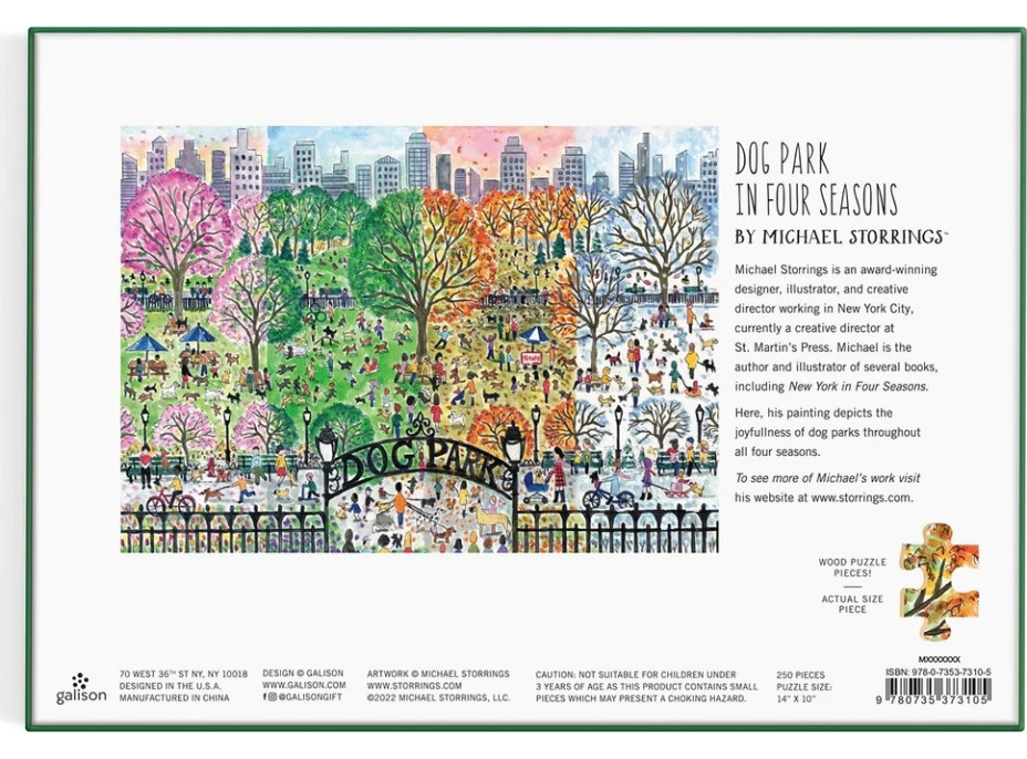 Galison Drevené puzzle Psí park 4 ročné obdobia 250 dielikov