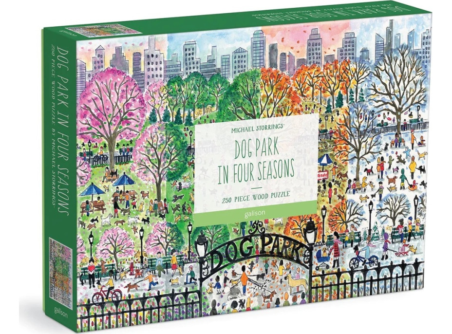 Galison Drevené puzzle Psí park 4 ročné obdobia 250 dielikov