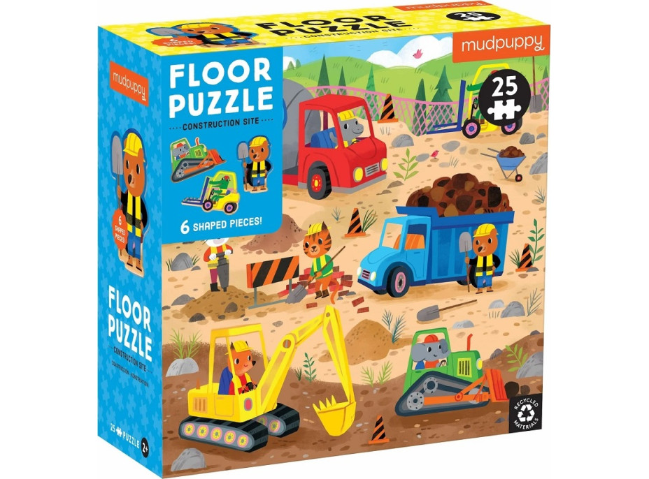 Mudpuppy Podlahové puzzle auta na stavbe 25 dielikov