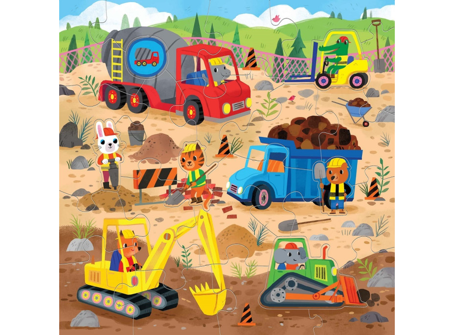 Mudpuppy Podlahové puzzle auta na stavbe 25 dielikov