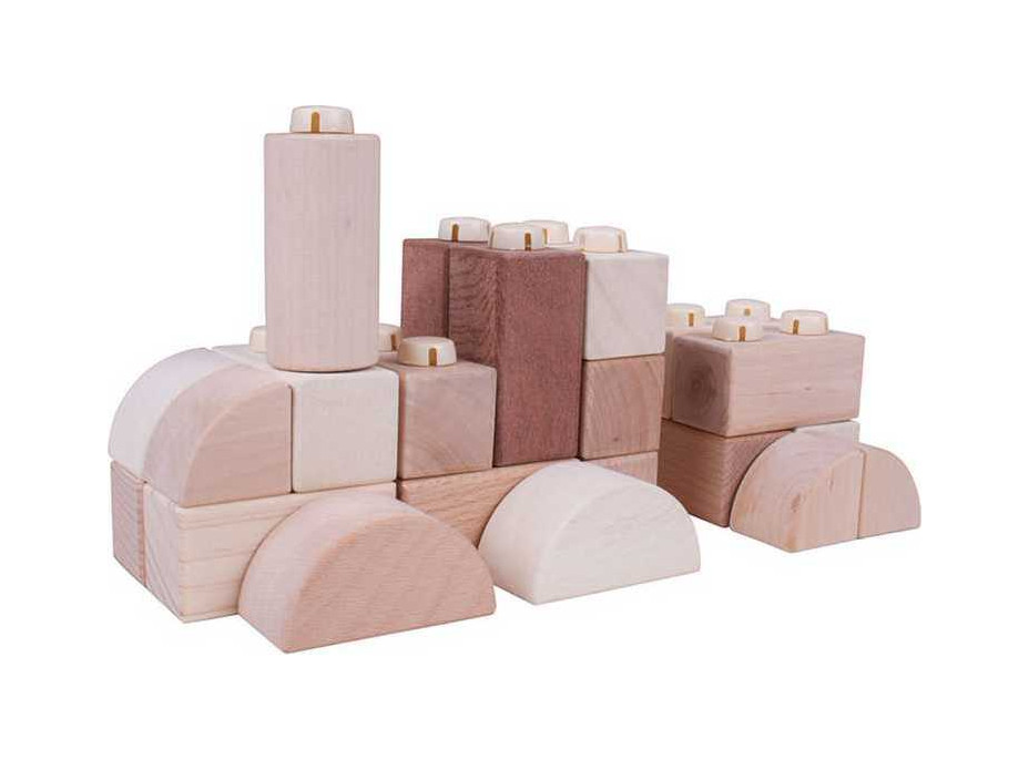 Bigjigs Baby Drevené Spojkocky - Natur set 100 kusov