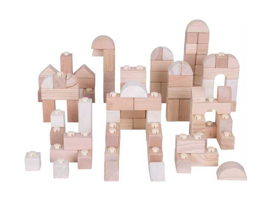 Bigjigs Baby Drevené Spojkocky - Natur set 100 kusov