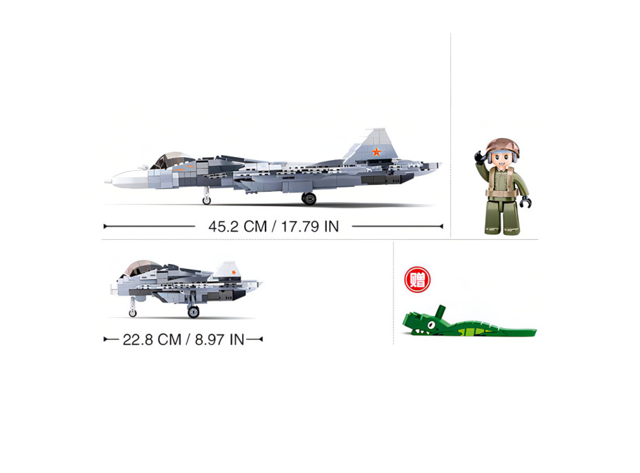 Sluban Model Bricks M38-B0986 Prúdové stíhacie lietadlo Su-57 2 v 1