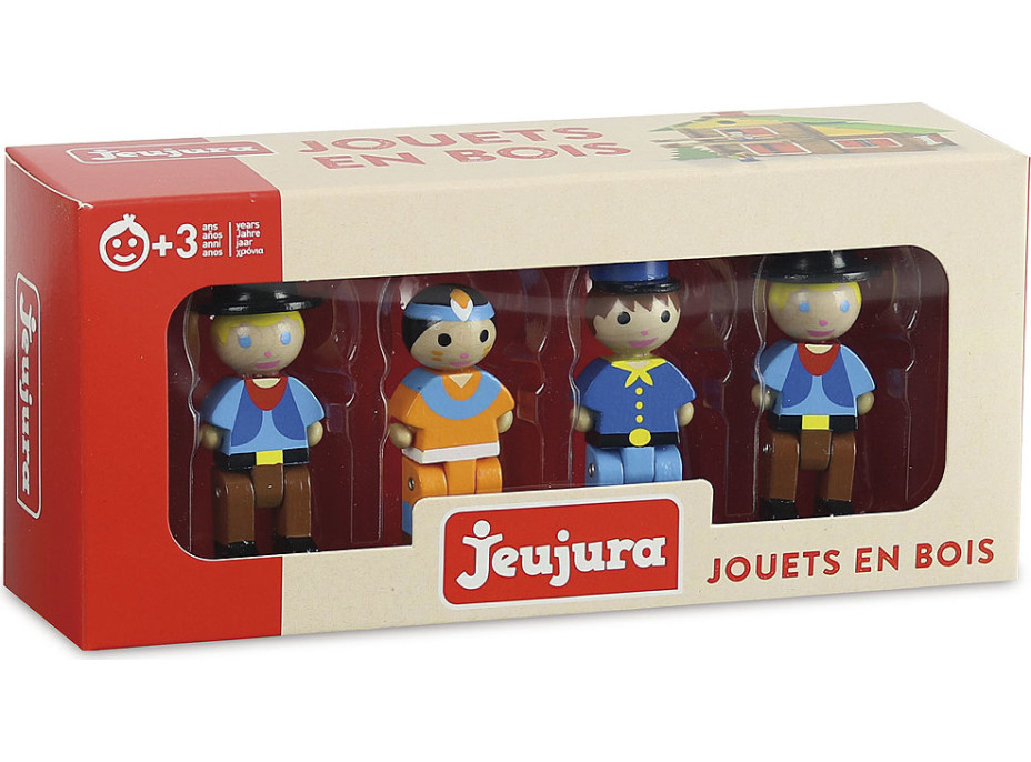 Jeujura Drevené figúrky k stavebniciam Divoký západ 4 ks