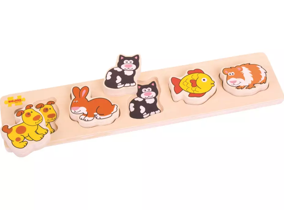 Bigjigs Baby Drevené vkladacie puzzle domáce zvieratá