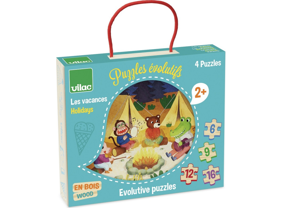 Vilac Drevené puzzle Dobrodružstvo 4v1