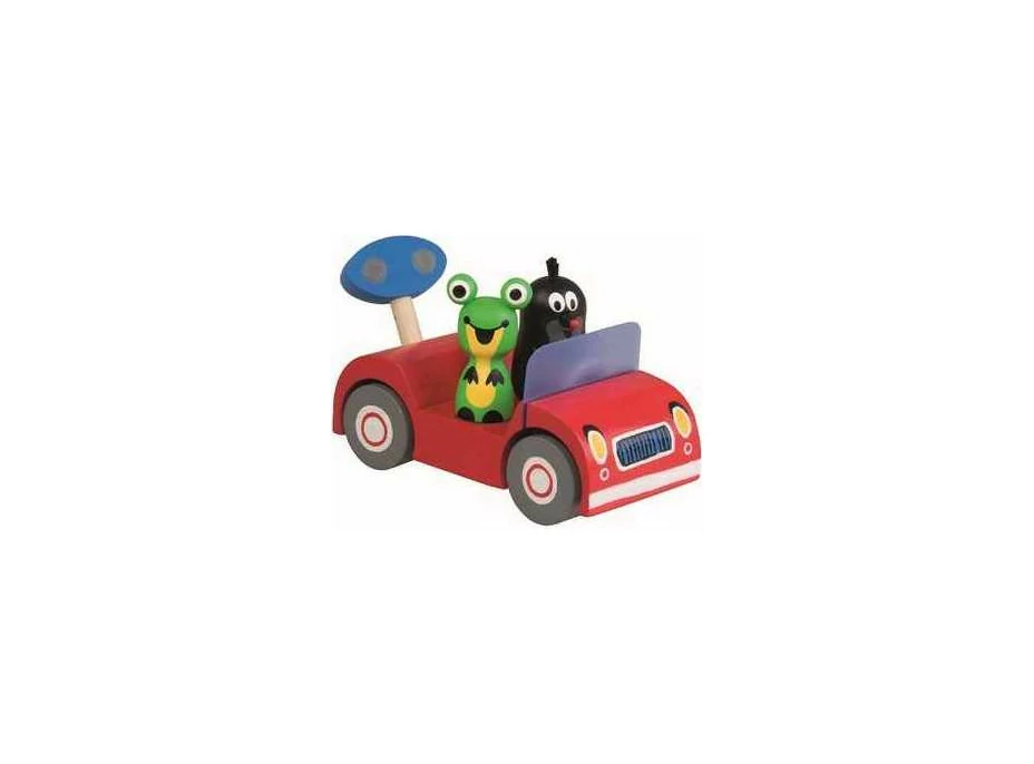Detoa Drevené auto červené - Krtko na výlete