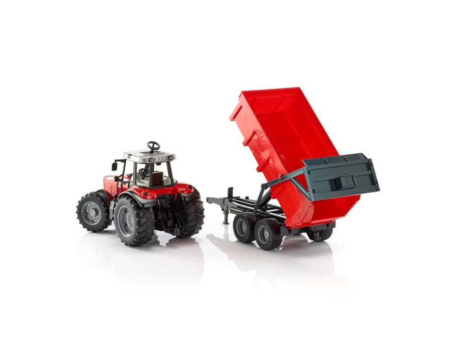 Bruder Traktor MASSEY FERGUSON so sklopným vozidlom červený