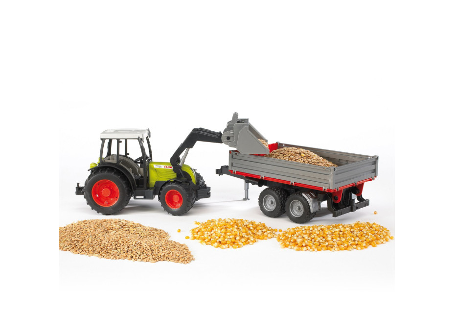 Bruder Traktor CLAAS Nectis 267F s nakladačom a prívesom