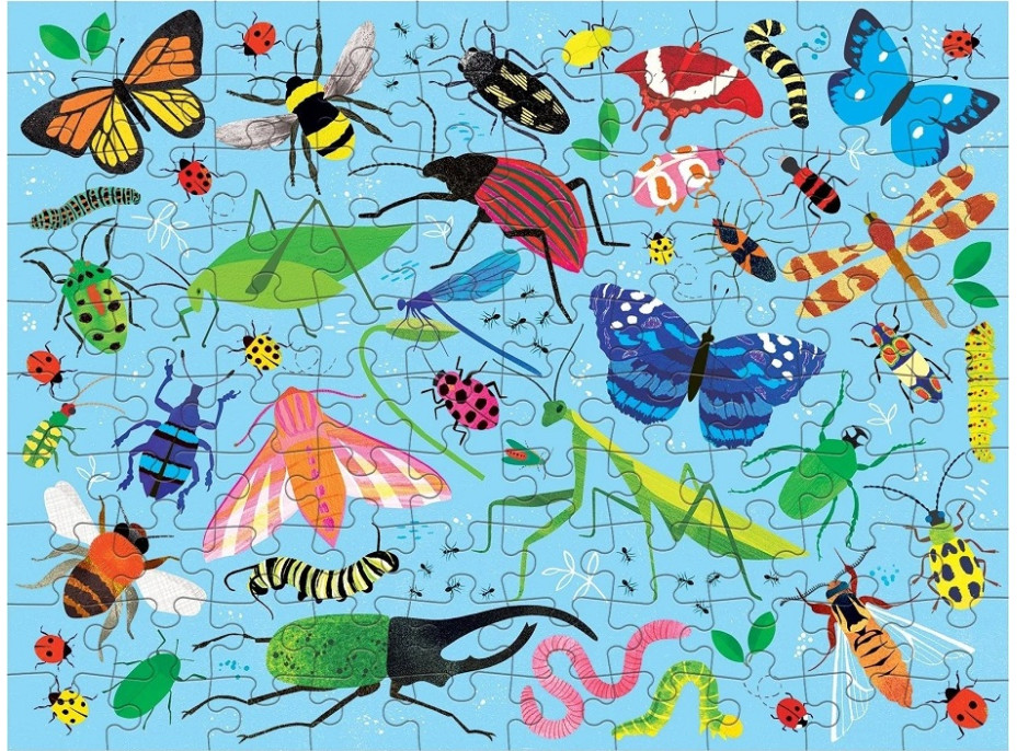 Mudpuppy Obojstranné puzzle Chrobáky a vtáky 100 dielikov