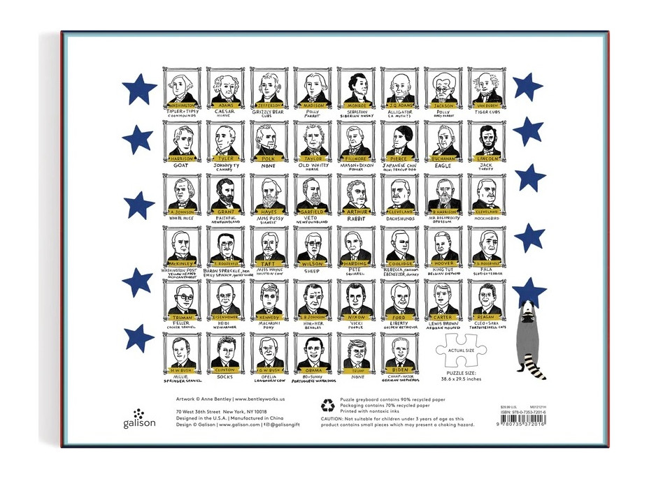 Galison Puzzle Prezidentskí maznáčikovia 2000 dielikov