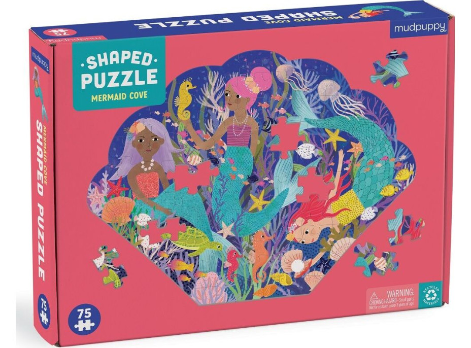 Mudpuppy Zátoka morských víl - puzzle v tvare mušle 75 dielikov