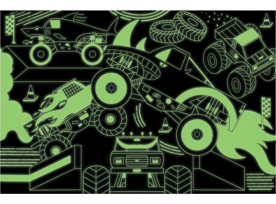 Mudpuppy Puzzle Monster Trucks - svieti v tme 100 dielikov