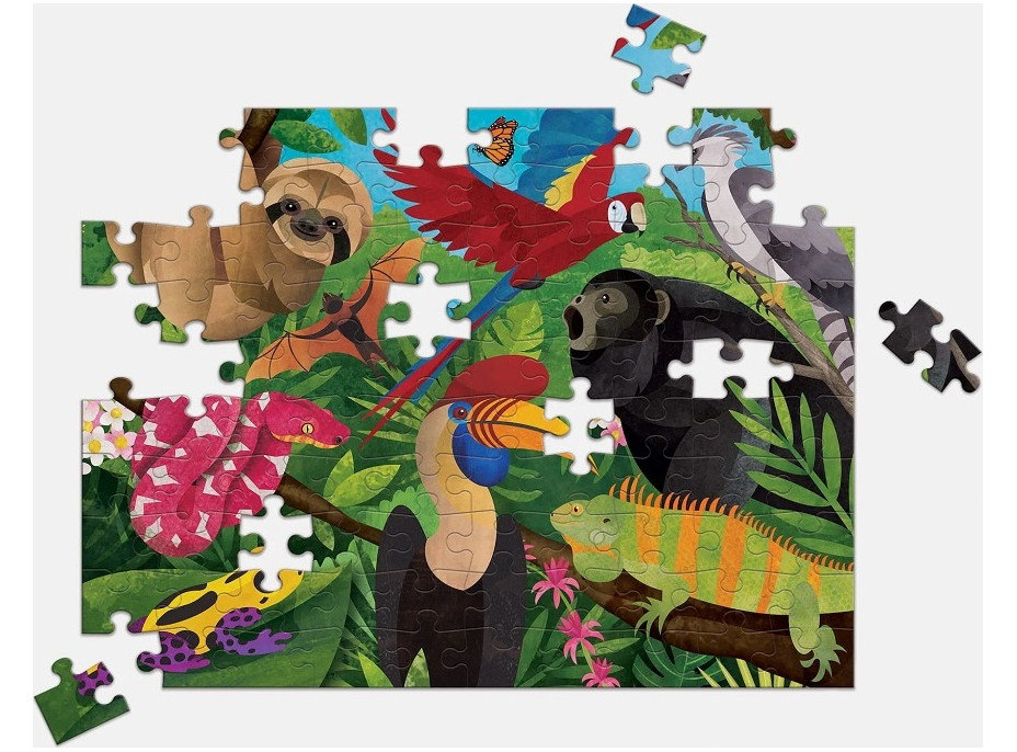 Mudpuppy Obojstranné puzzle Dažďový prales nad a na zemi 100 dielikov