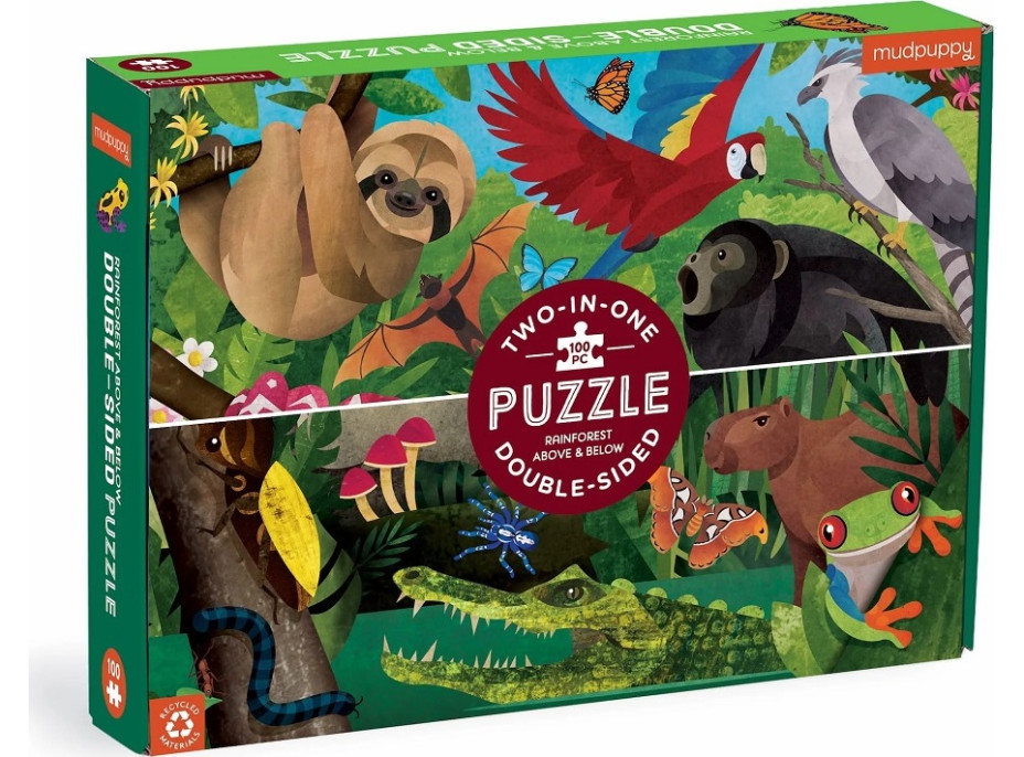 Mudpuppy Obojstranné puzzle Dažďový prales nad a na zemi 100 dielikov