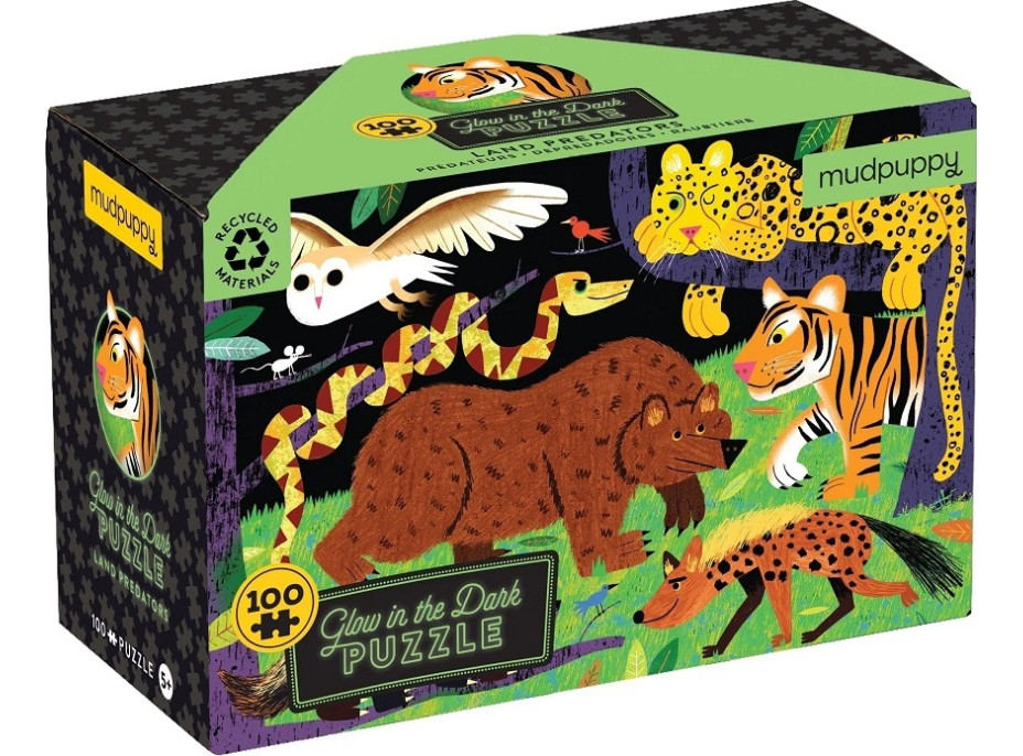 Mudpuppy Puzzle Predátori divočiny - svieti v tme 100 dielikov