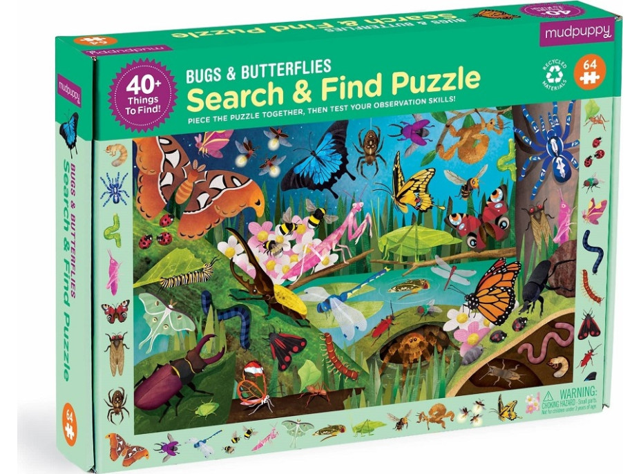 Mudpuppy Puzzle Chrobáky a motýle 64 dielikov