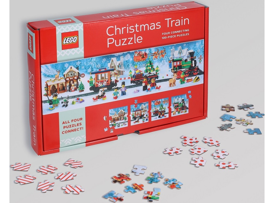 Chronicle Books Puzzle LEGO® Vianočné puzzle vlak 4x100 dielikov