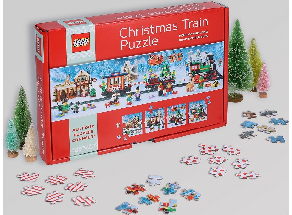 Chronicle Books Puzzle LEGO® Vianočné puzzle vlak 4x100 dielikov