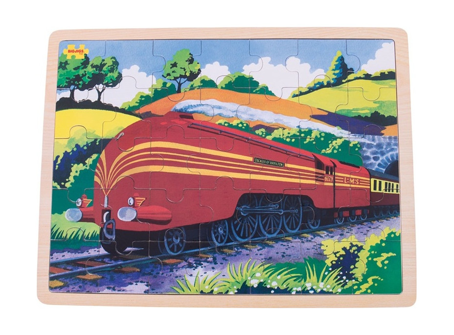 Bigjigs Toys Drevené puzzle historický vlak Vojvodkyňa z Hamiltonu 35 dielikov